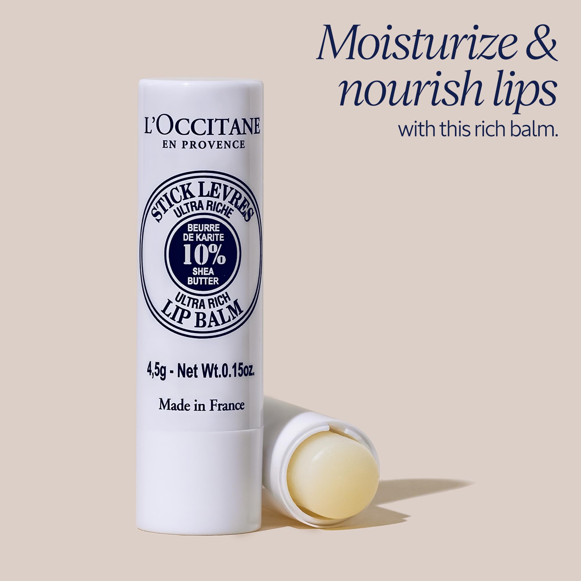 Close up of L'Occitane Shea Butter Lip Balm texture