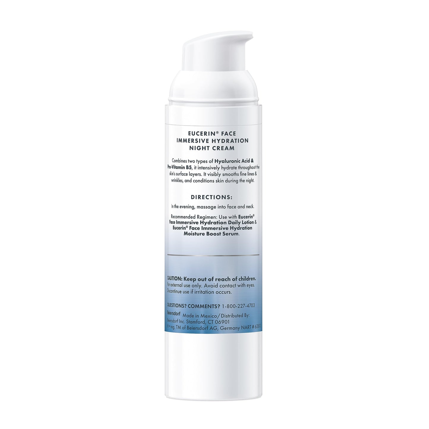 Eucerin lightweight night cream texture on skin