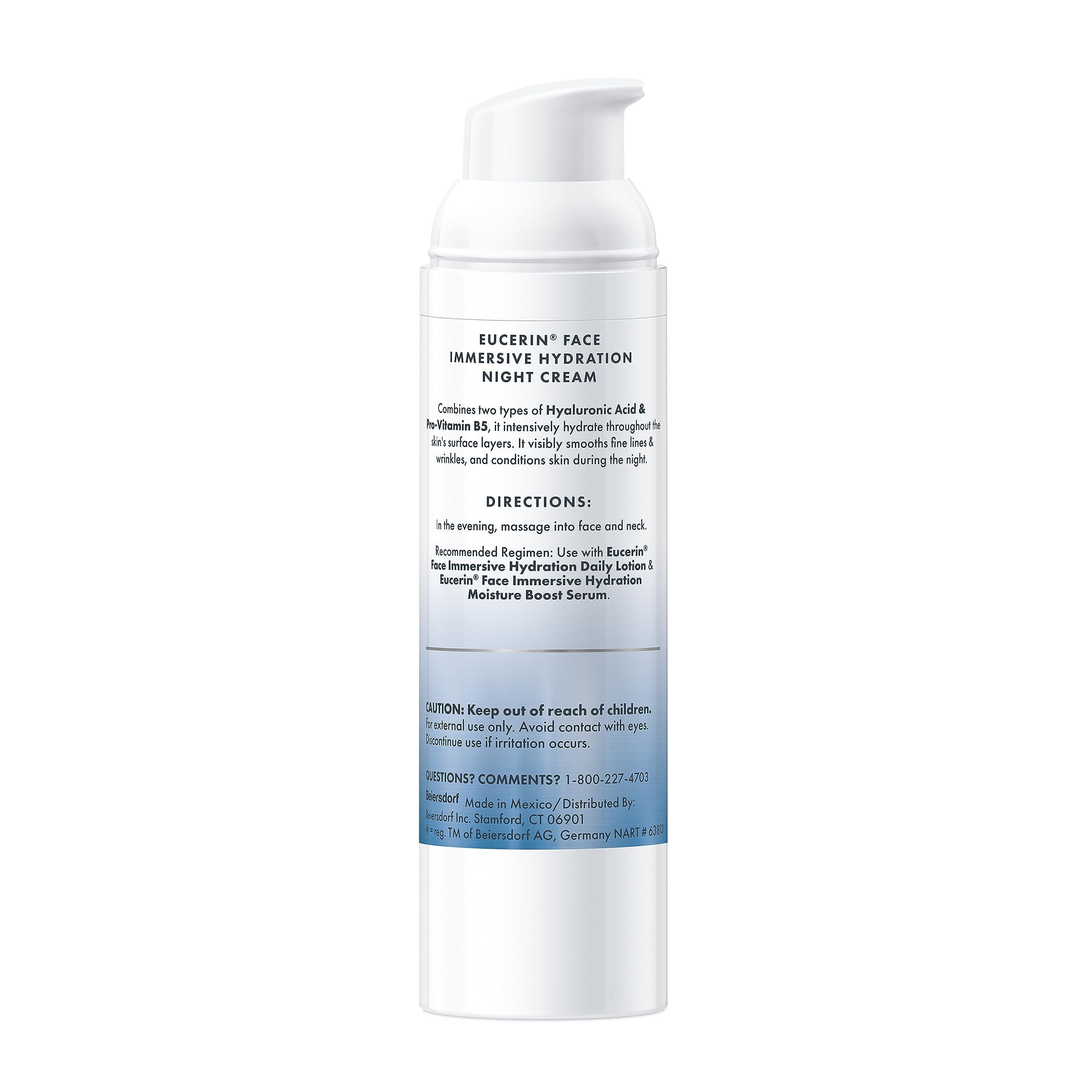 Eucerin lightweight night cream texture on skin