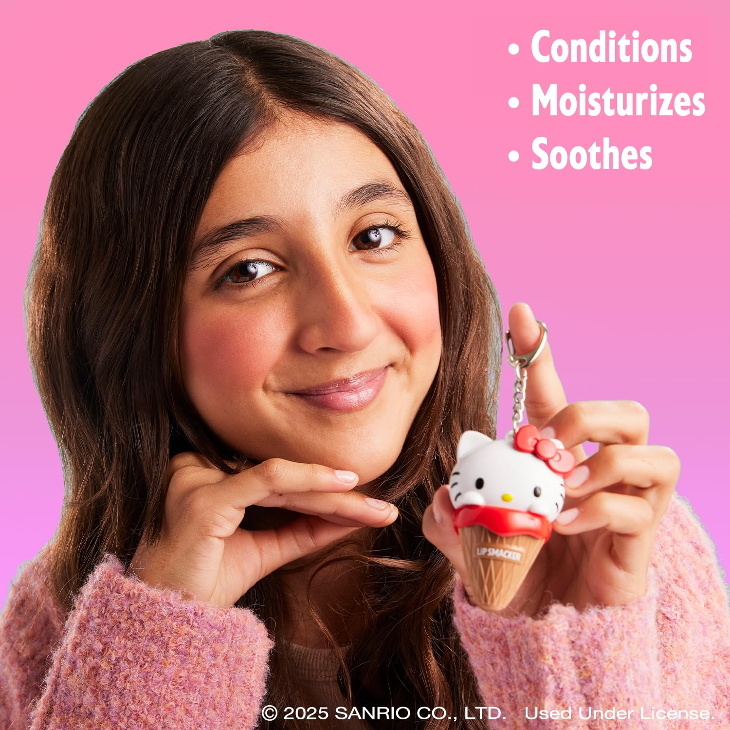 Side view of Hello Kitty ice cream lip balm applicator
