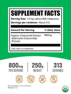BulkSupplements Organic Chamomile Extract Powder nutritional supplement facts and serving size information