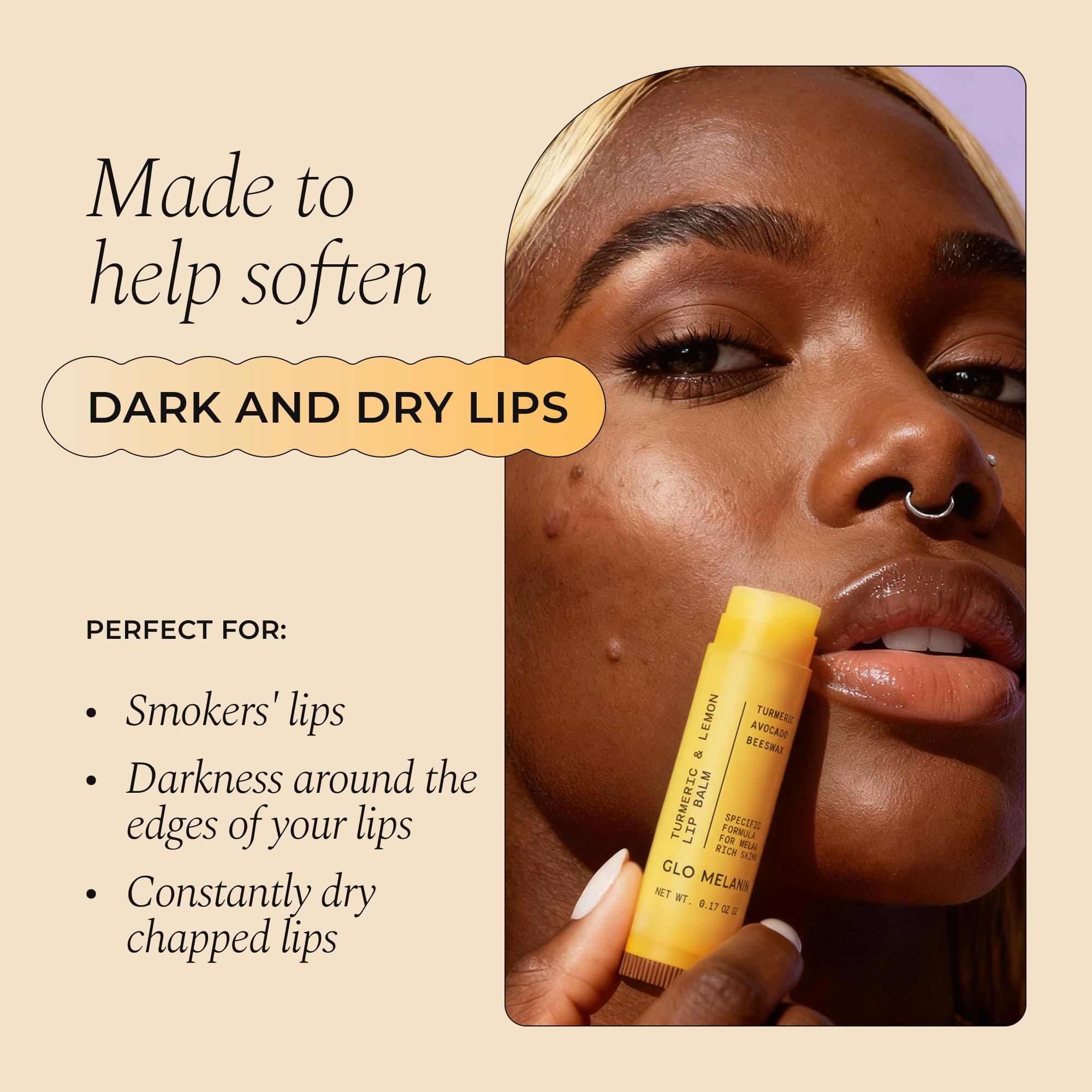 Glo Melanin lip balm for dark lips product packaging