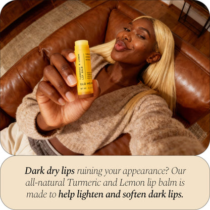 Glo Melanin all natural lip balm in handheld packaging