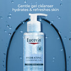 Eucerin facial cleanser bottle showing net volume and brand logo