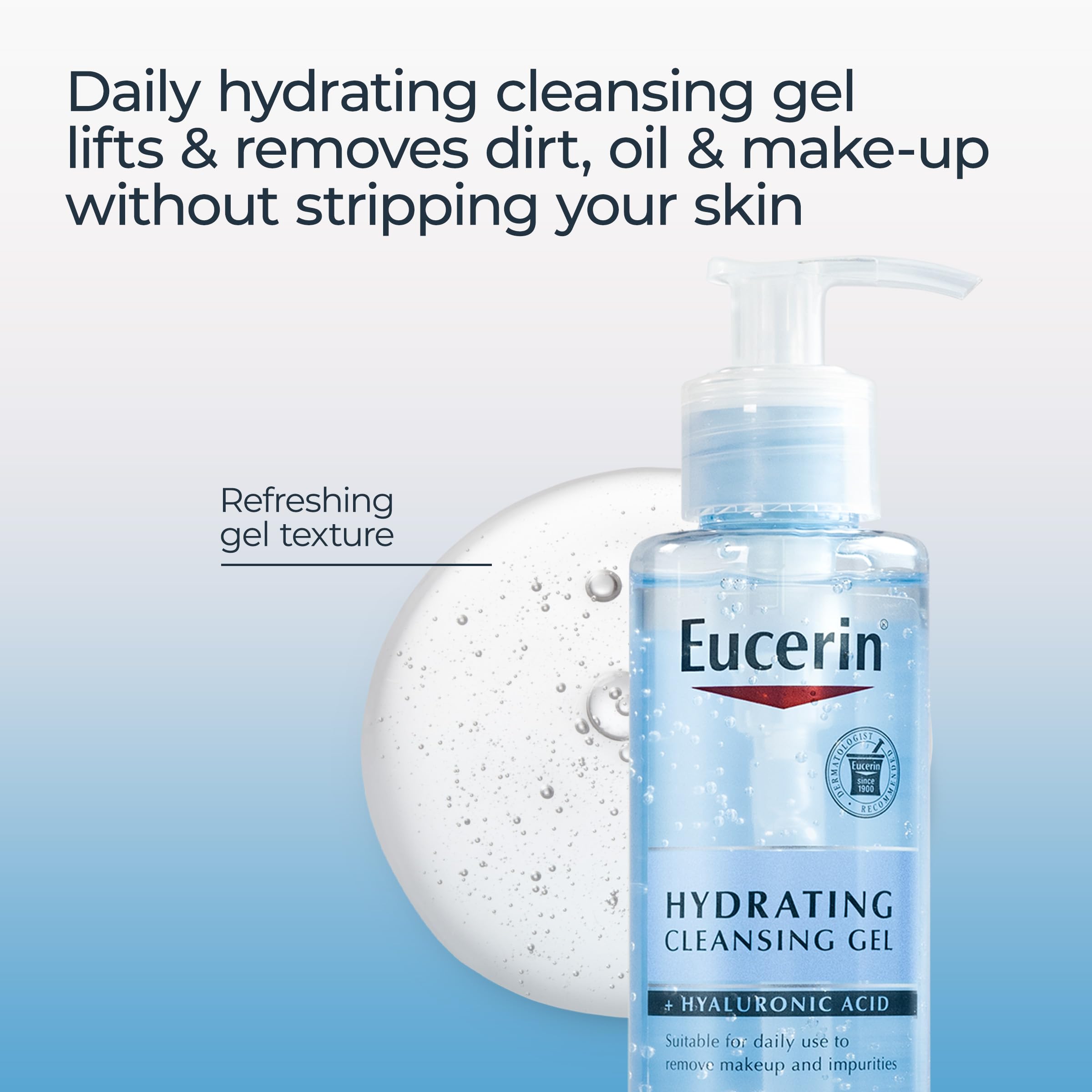 Eucerin hydrating face wash with hyaluronic acid label