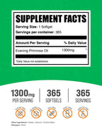 BulkSupplements Evening Primrose Oil 1300mg dietary supplement facts label showing ingredient details