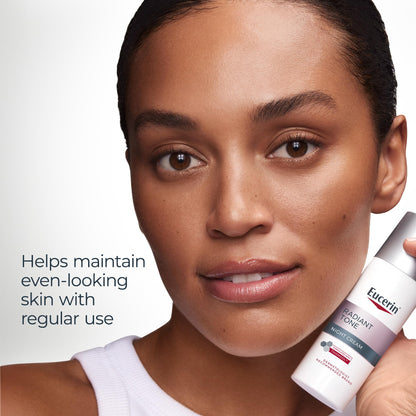 Dermatologist recommended Eucerin Radiant Tone face moisturizer bottle back view