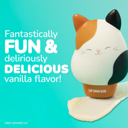 Close up of Squishmallows Cam lip balm squishy character top