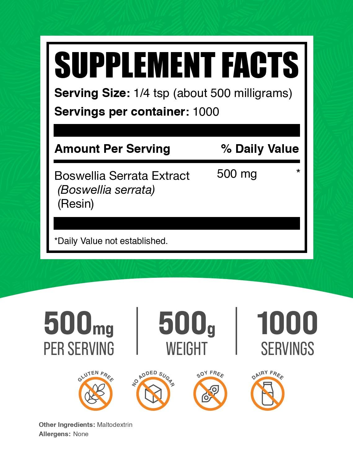 BulkSupplements 100g Boswellia resin powder packaging