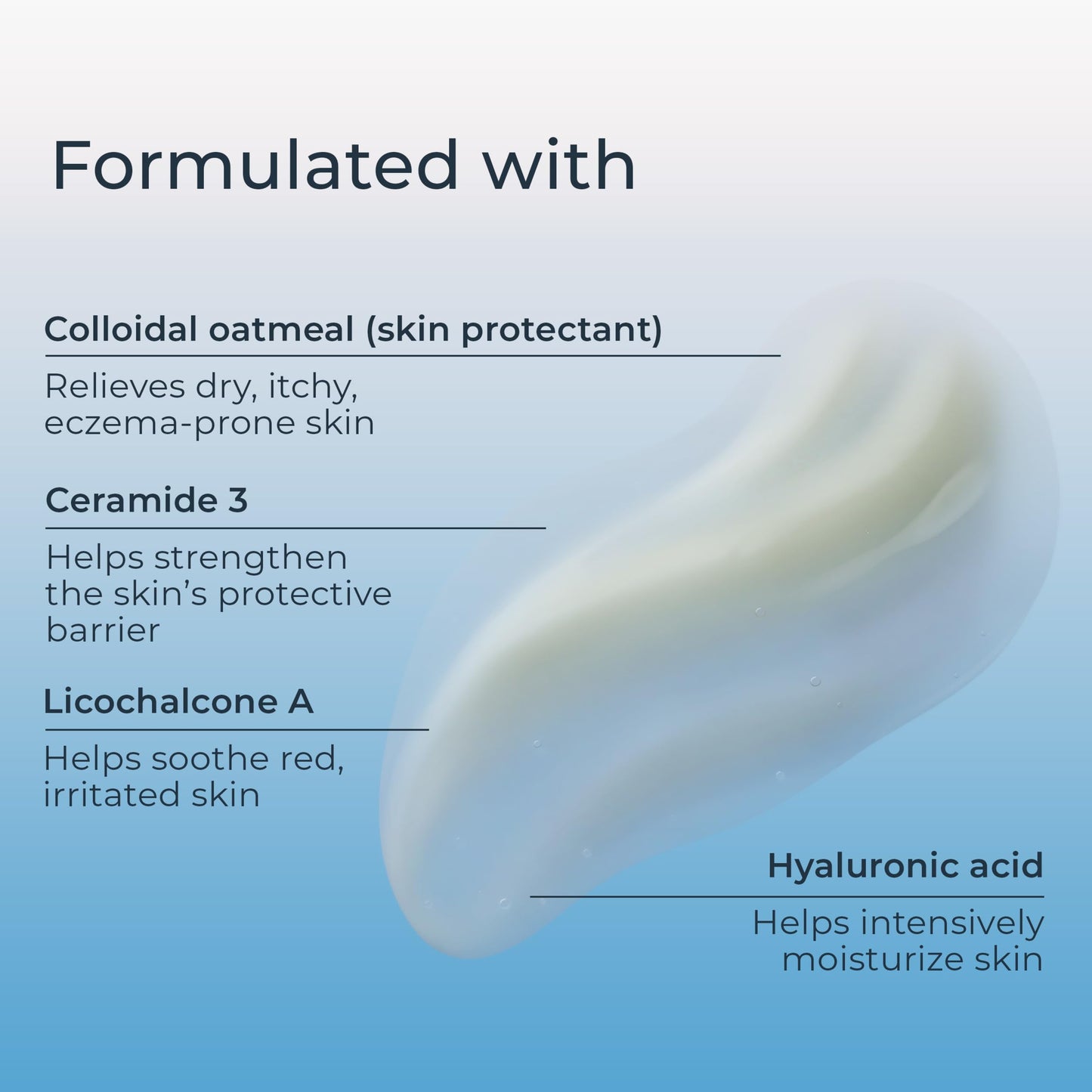Lightweight gel texture of Eucerin eczema relief lotion on a clean background