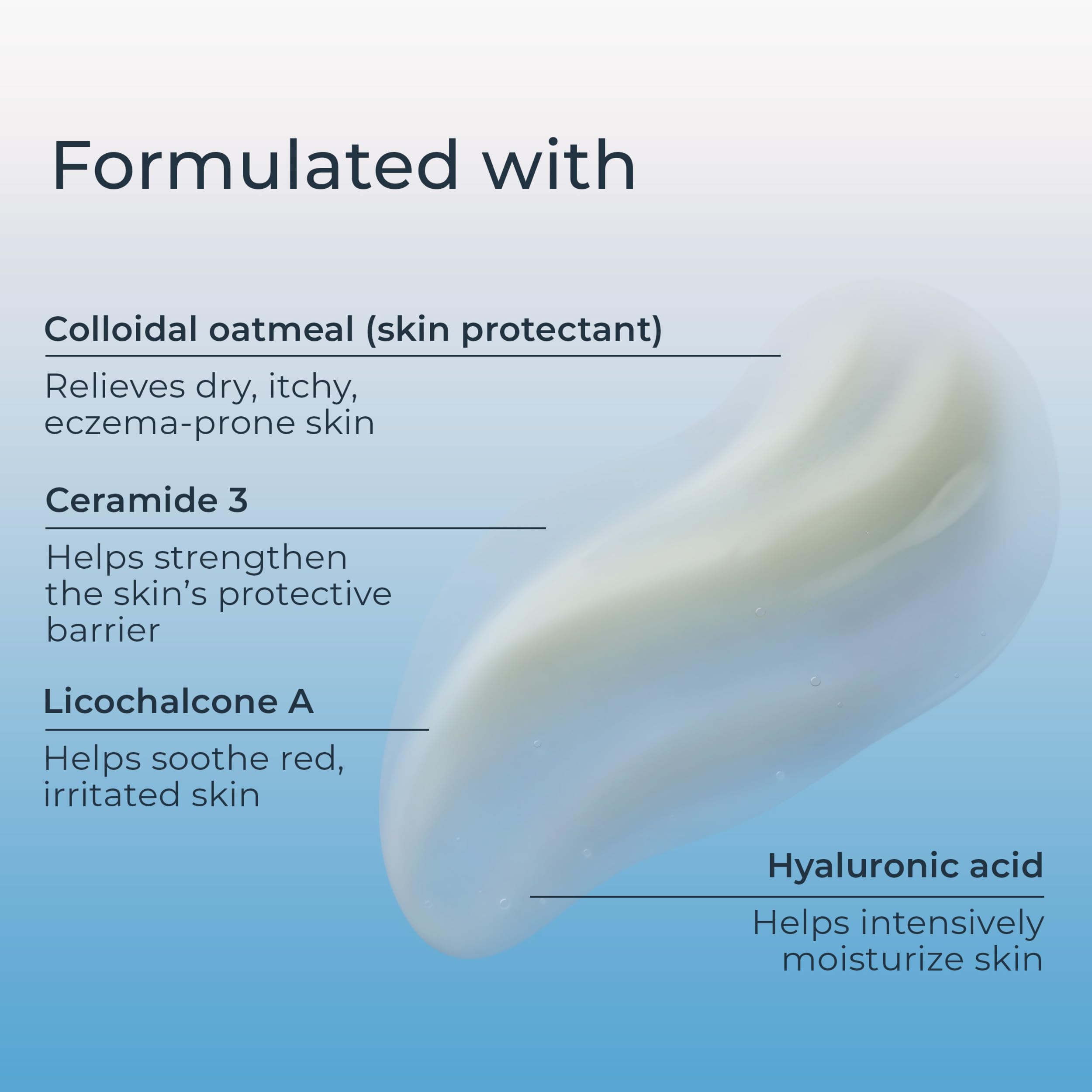 Lightweight gel texture of Eucerin eczema relief lotion on a clean background