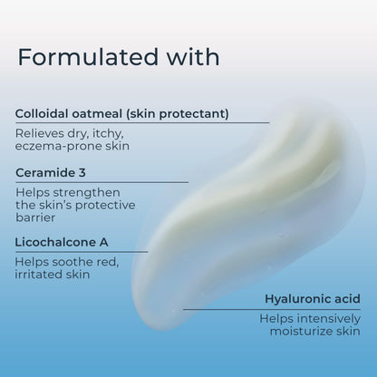 Lightweight gel texture of Eucerin eczema relief lotion on a clean background