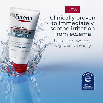 Eucerin baby safe eczema relief hydrogel packaging details close up