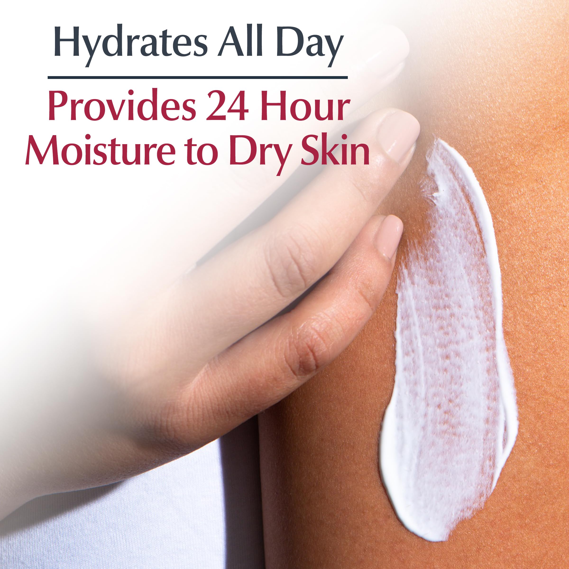 Eucerin 2-in-1 fragrance-free body cream product packaging close up