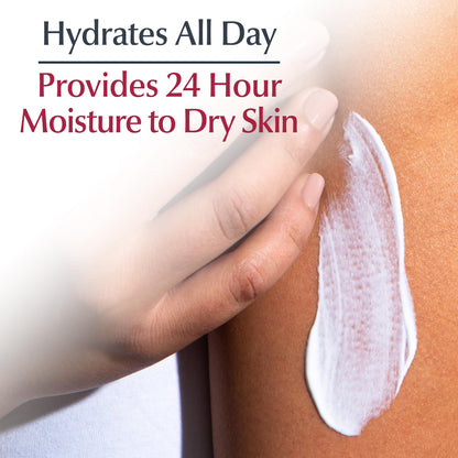 Eucerin 2-in-1 fragrance-free body cream product packaging close up