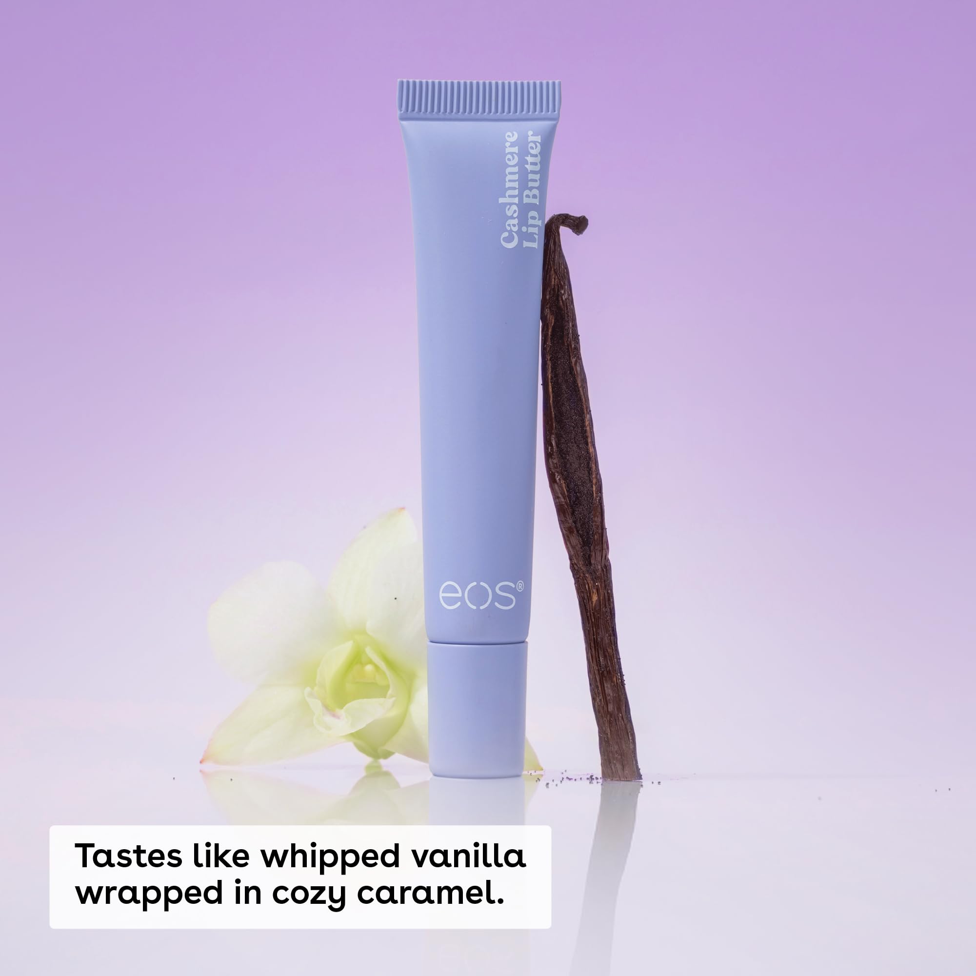 Eos lip butter tube with plumping peptide label
