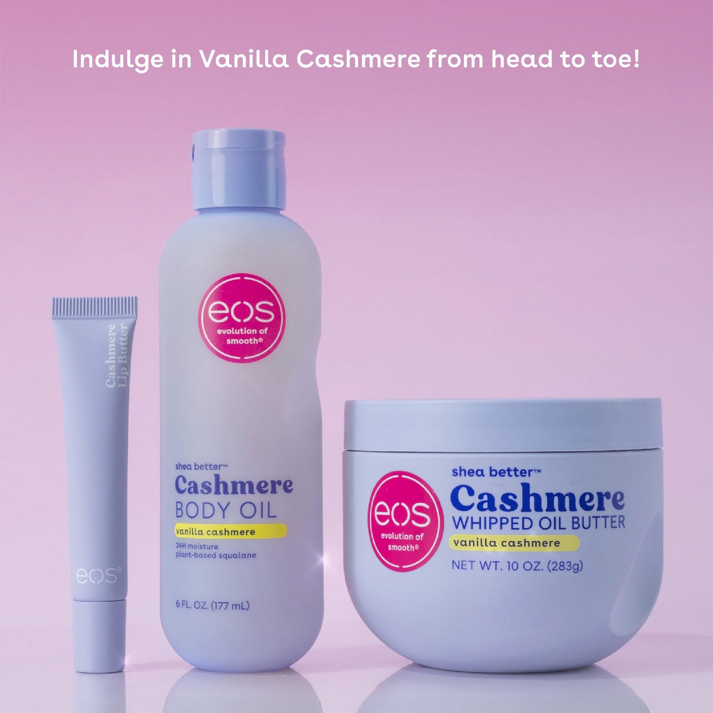 Ingredient highlights on Eos lip butter packaging