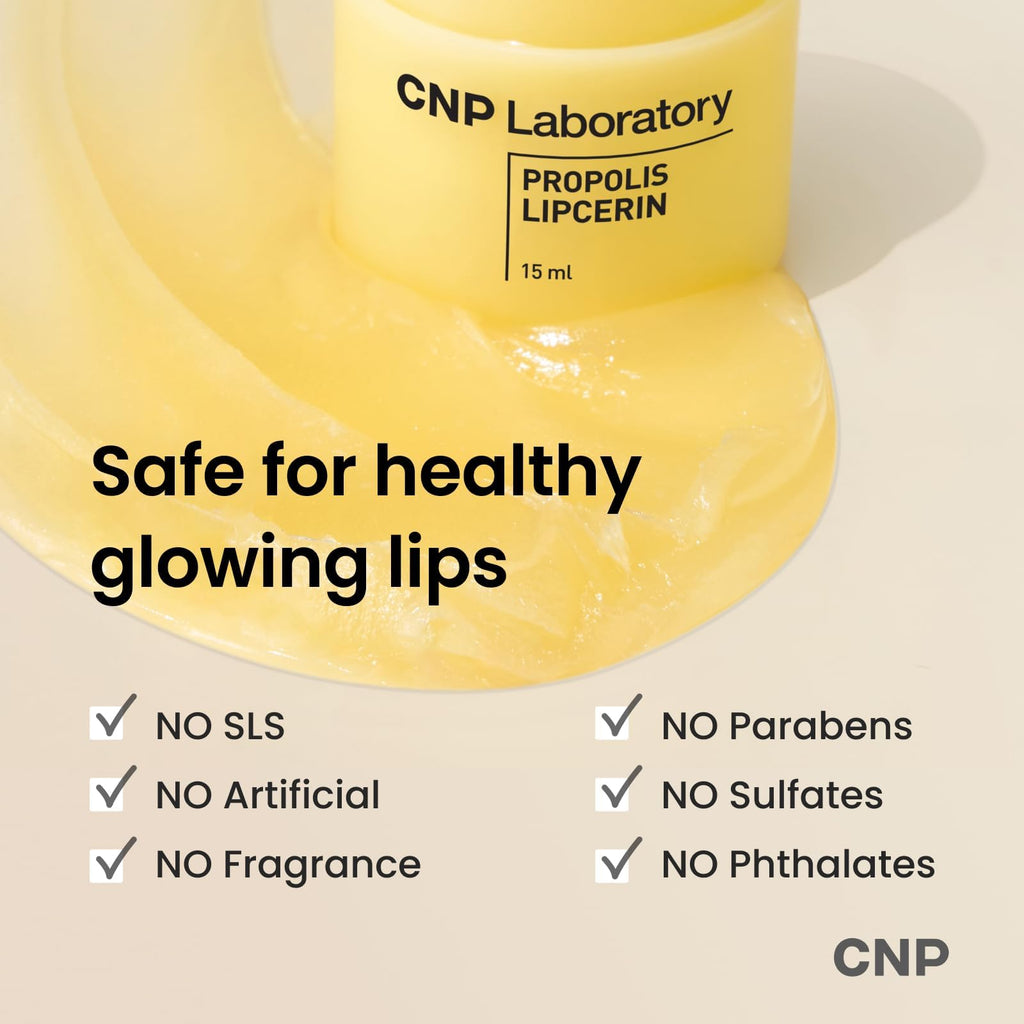 Ingredients label on CNP Laboratory Propolis Lipcerin packaging