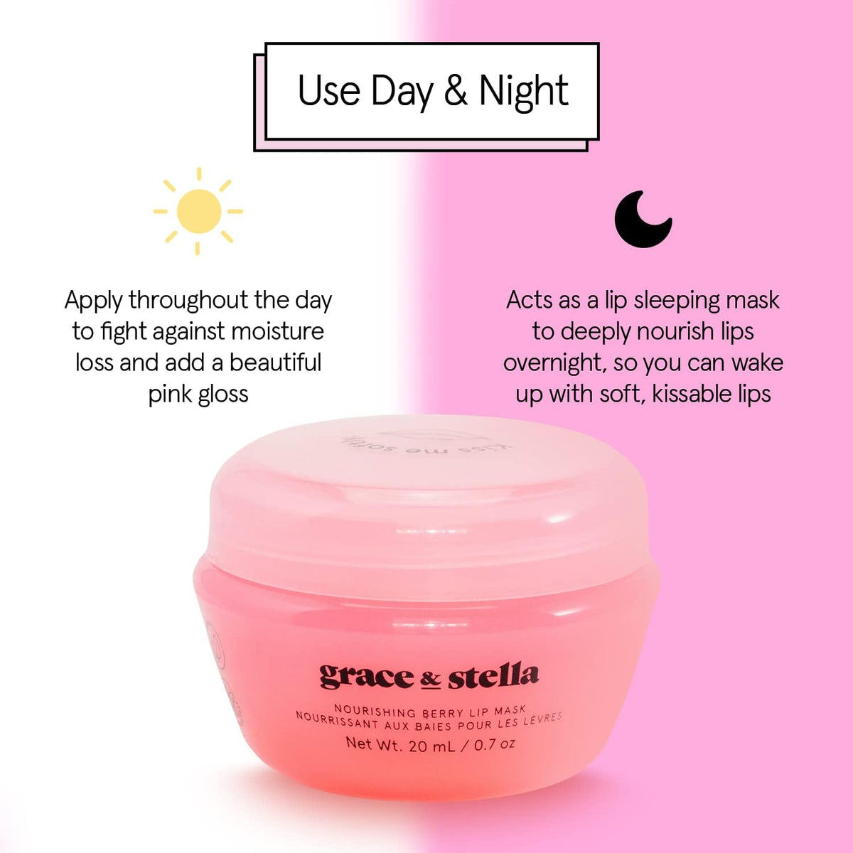 Side profile of Grace & Stella 20 milliliters lip balm jar