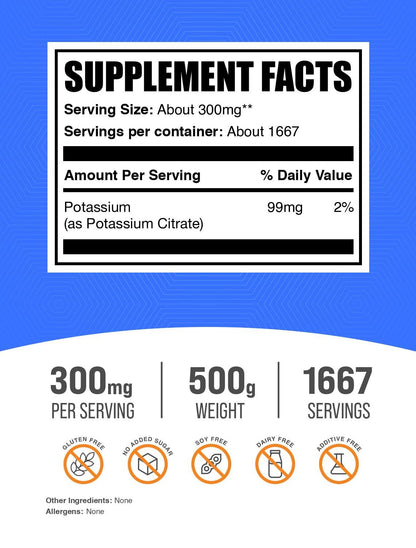 BulkSupplements pure hydration support mineral supplement nutrition facts label