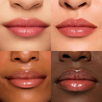 Swatched texture of Ruby & Millie tinted lip balm showing sheer peach color