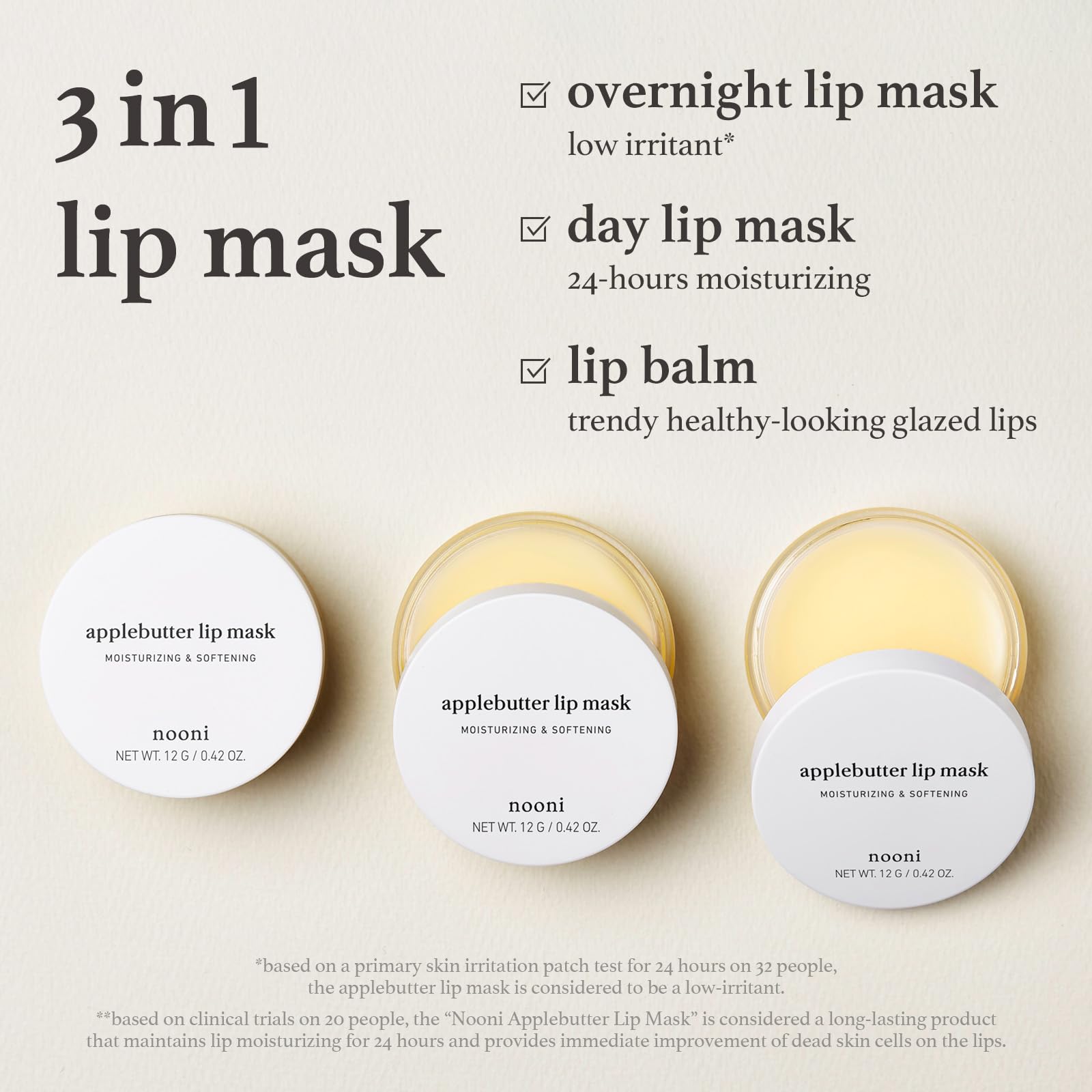 Nooni lip mask open jar with spatula