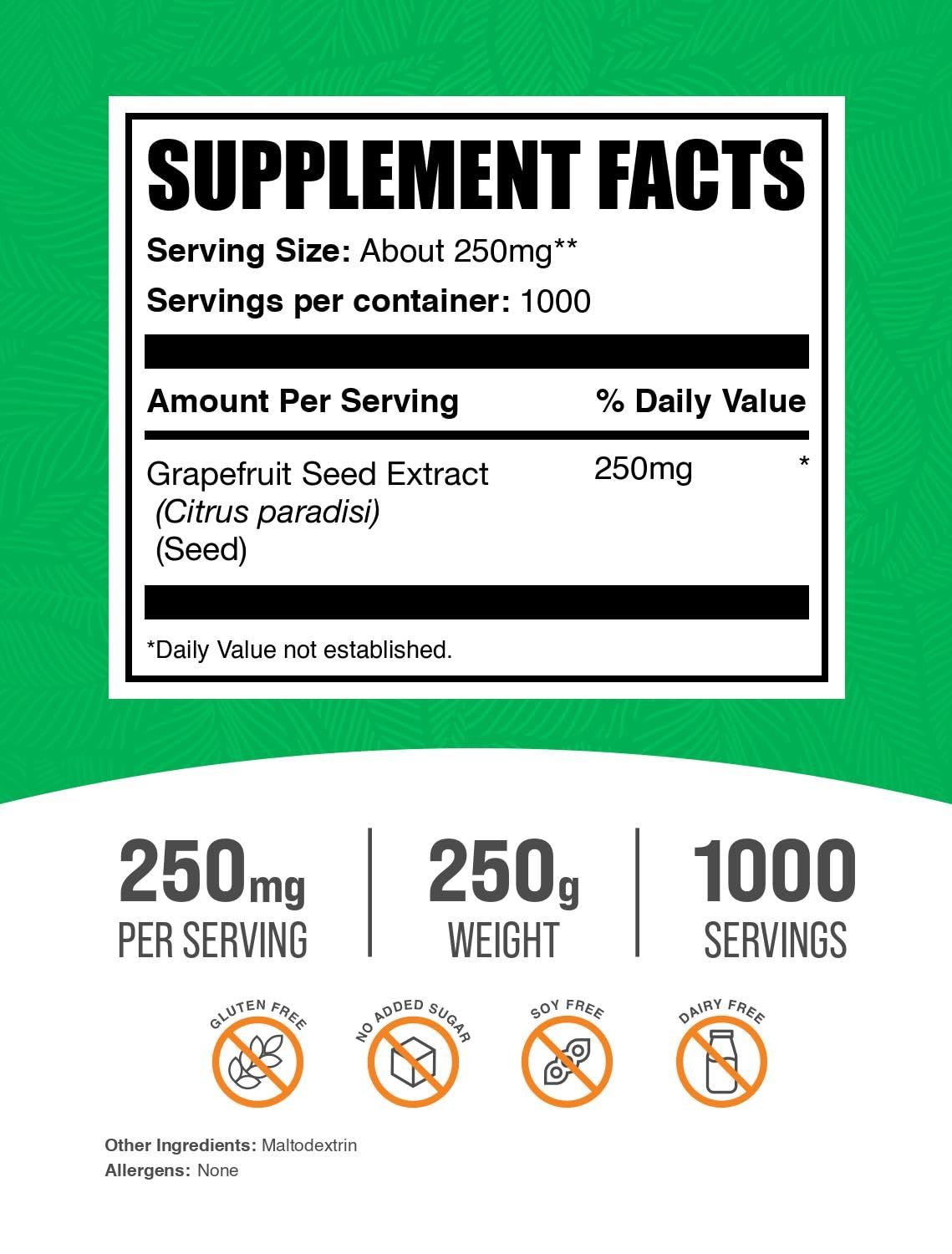 BulkSupplements antioxidant powder supplement label details