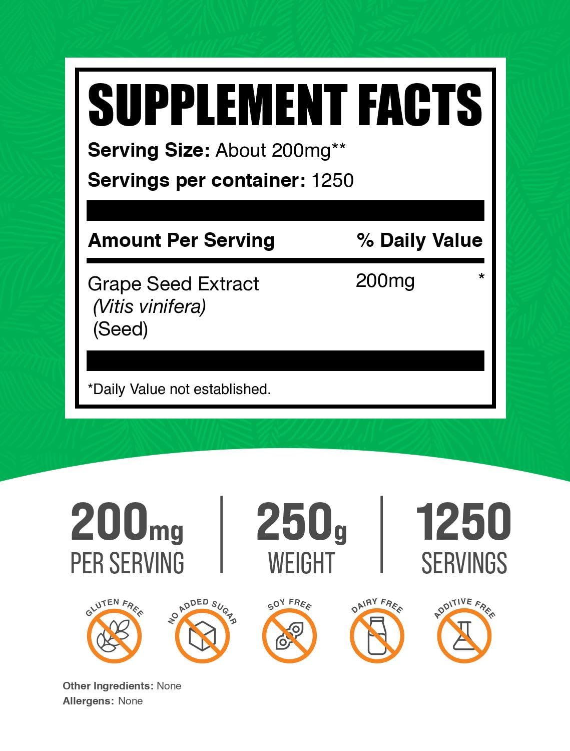 BulkSupplements Grape Seed Extract Powder bag packaging details