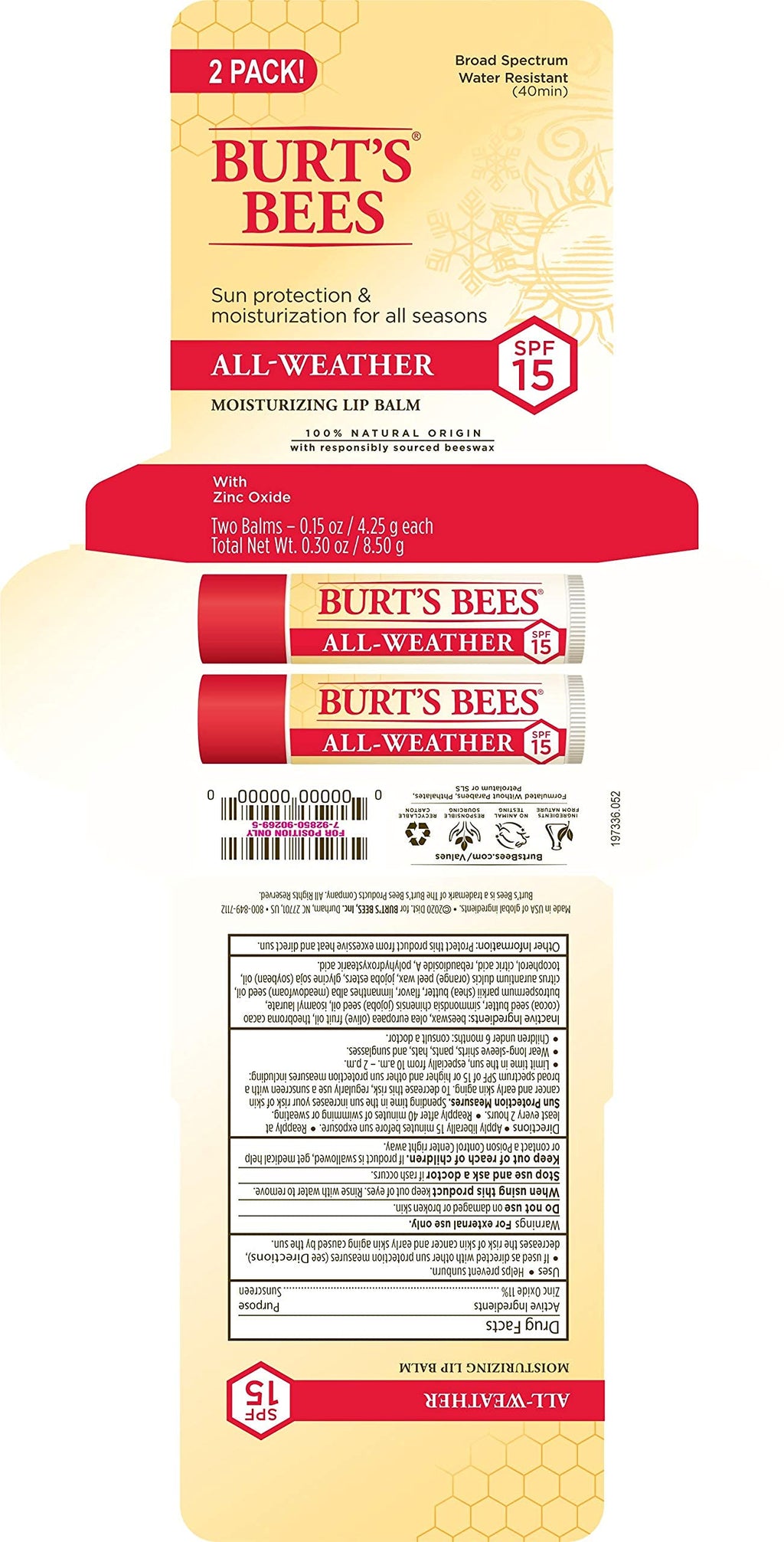 Burt's Bees lip balm 0.15 ounce tube size reference