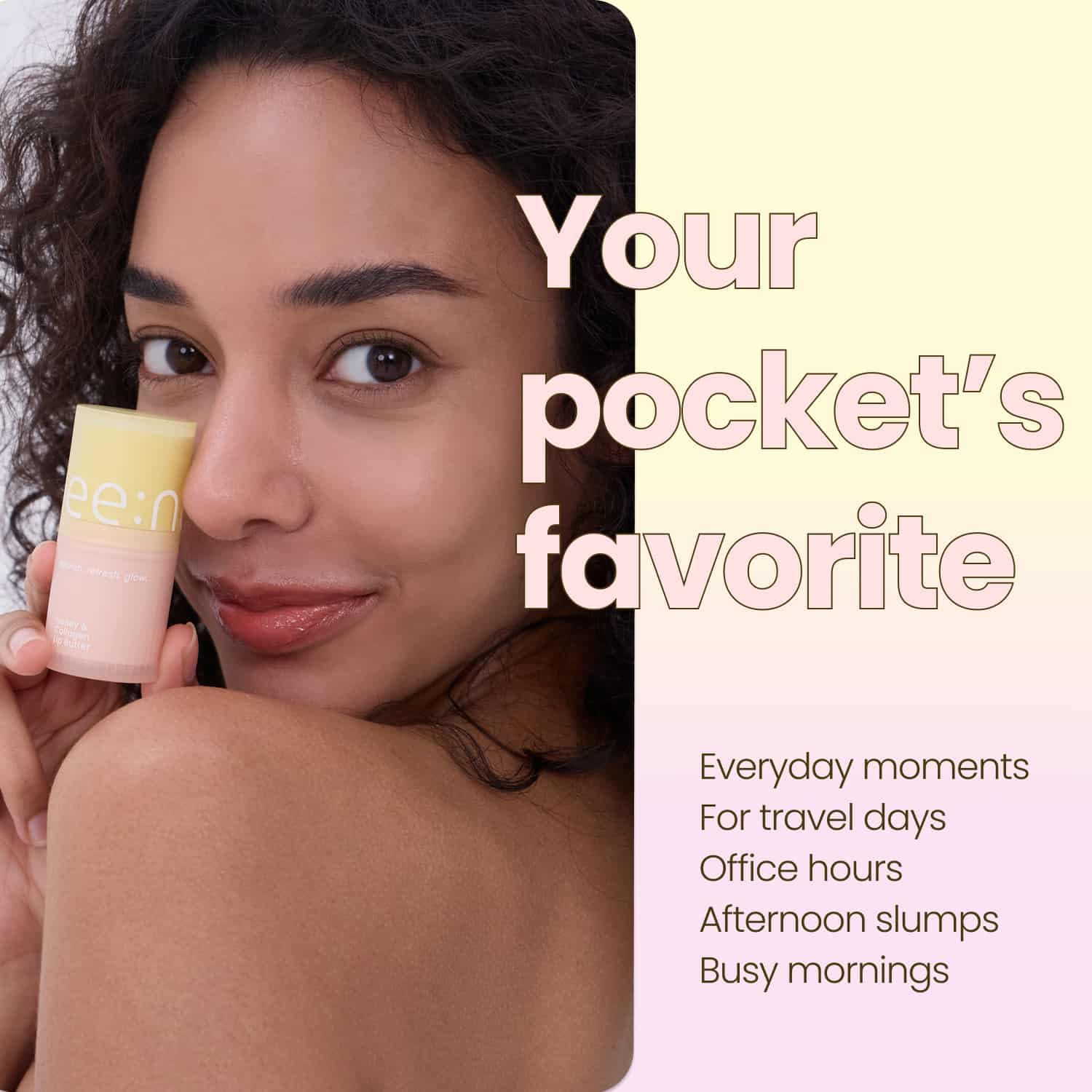 Lifestyle shot of Beenuvo lip butter for daily skincare routine