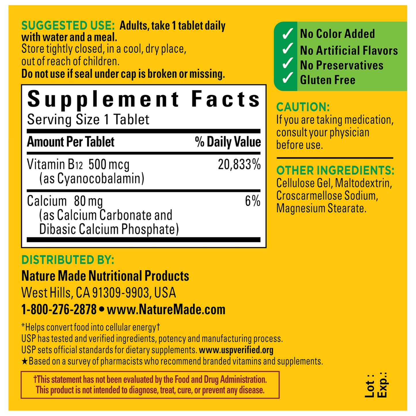 Nature Made clean formula health supplement without artificial colors or preservatives