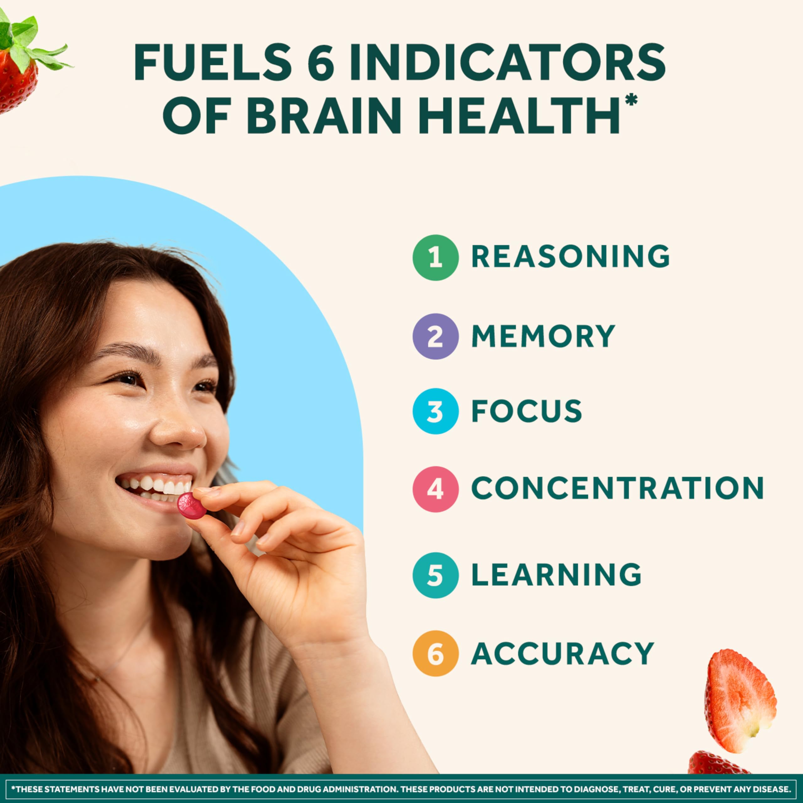 NEURIVA Plus nootropic gummies bottle angled shot showcasing the teal lid and brain health indicators