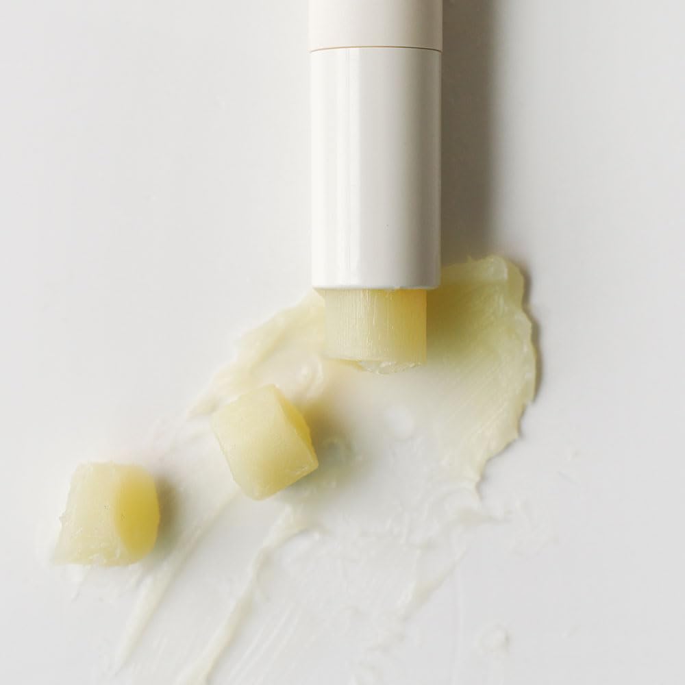 Close up texture of Sioris organic lip butter for dry lips