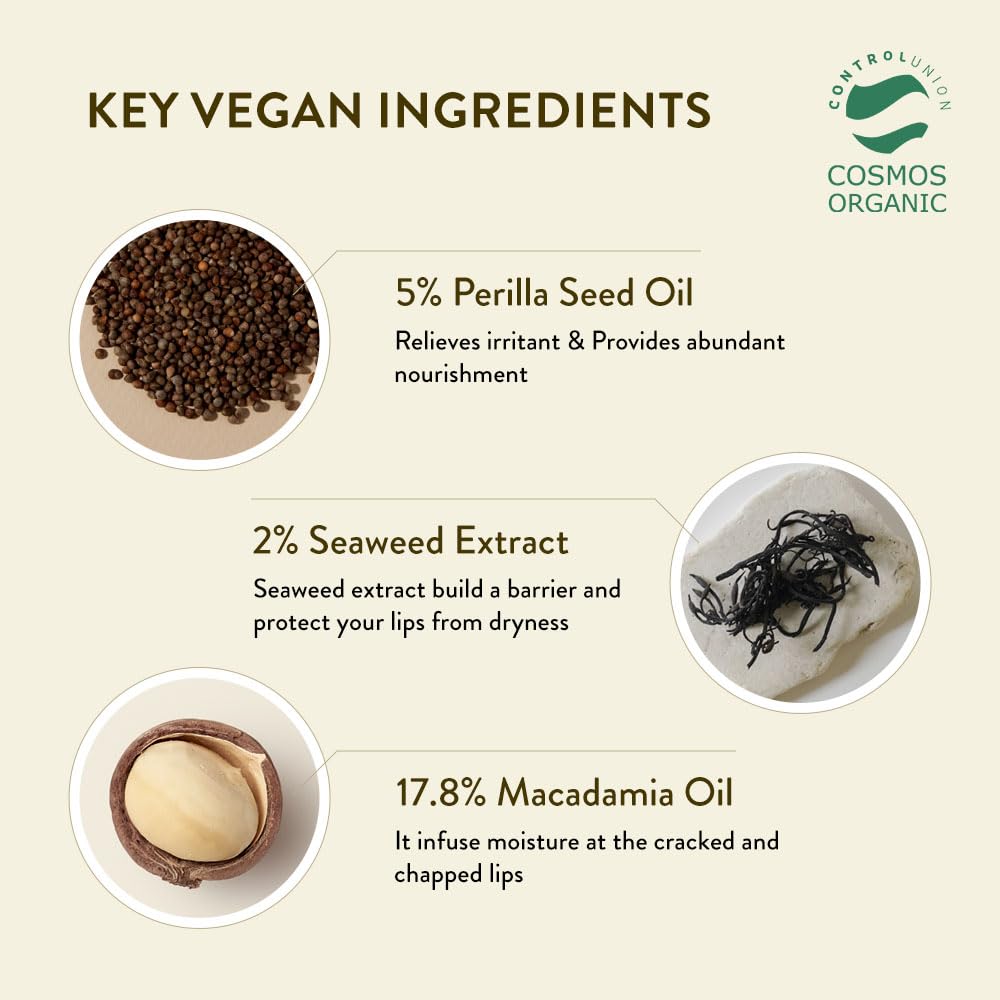 Back of Sioris lip butter packaging showing organic certification