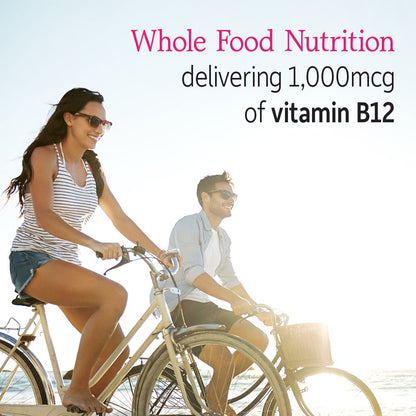 Close up of Vitamin Code Raw B12 label highlighting the one thousand microgram methylcobalamin serving size