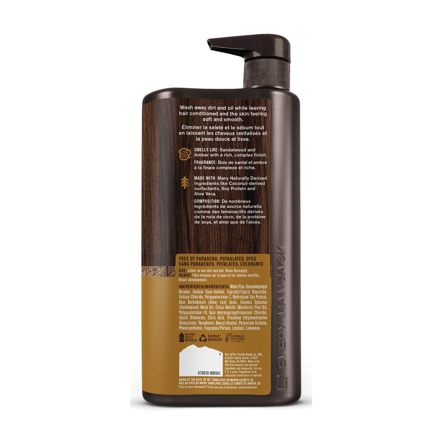Natural wood scented daily shower essential for sensitive skin types
