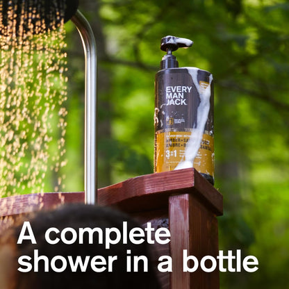 Every Man Jack men multi purpose body wash shampoo and conditioner bottles
