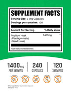 BulkSupplements fiber supplement 240 vegetable capsules label