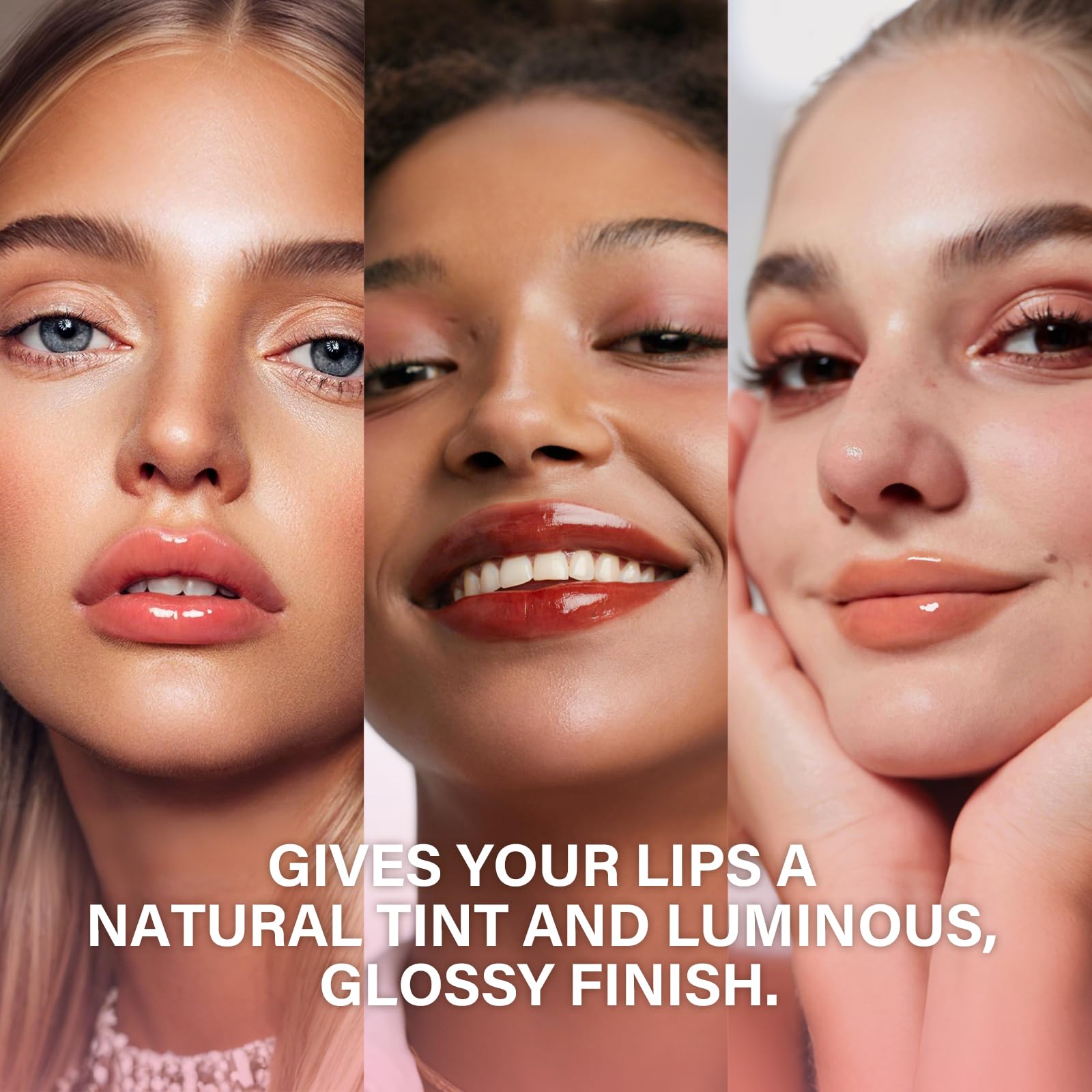 LuckNest lip balm texture and glossy finish swatch