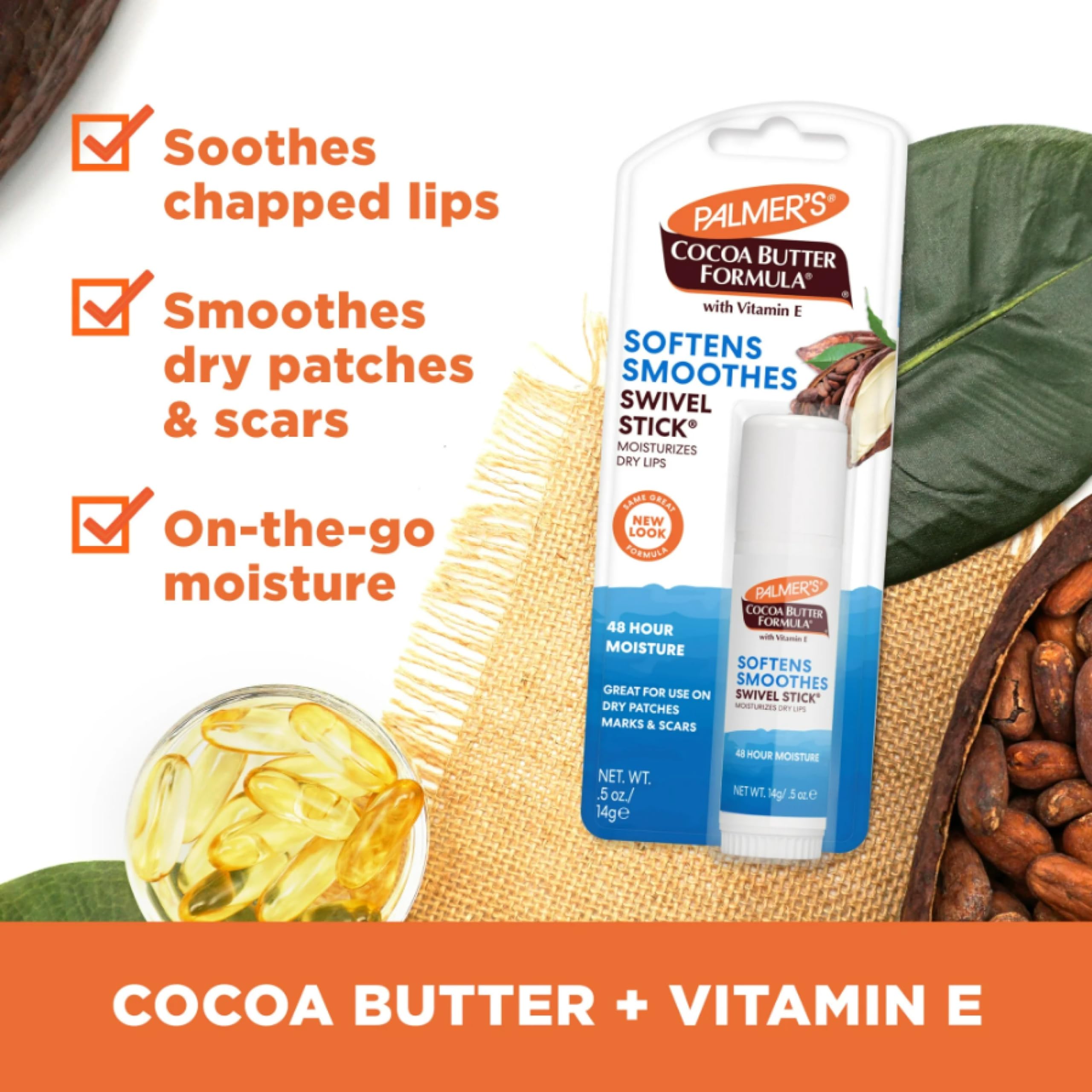 Application of Palmers Cocoa Butter stick on dry lips
