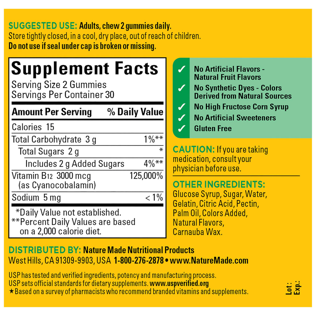 Nature Made B12 gummies 30 day supply packaging