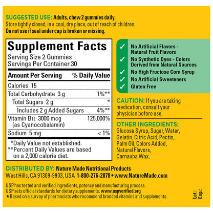 Nature Made B12 gummies 30 day supply packaging