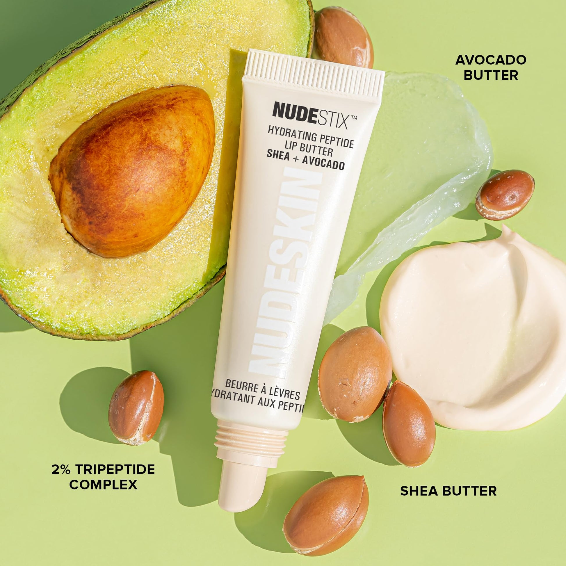 Nudestix peptide lip treatment ingredient label and branding