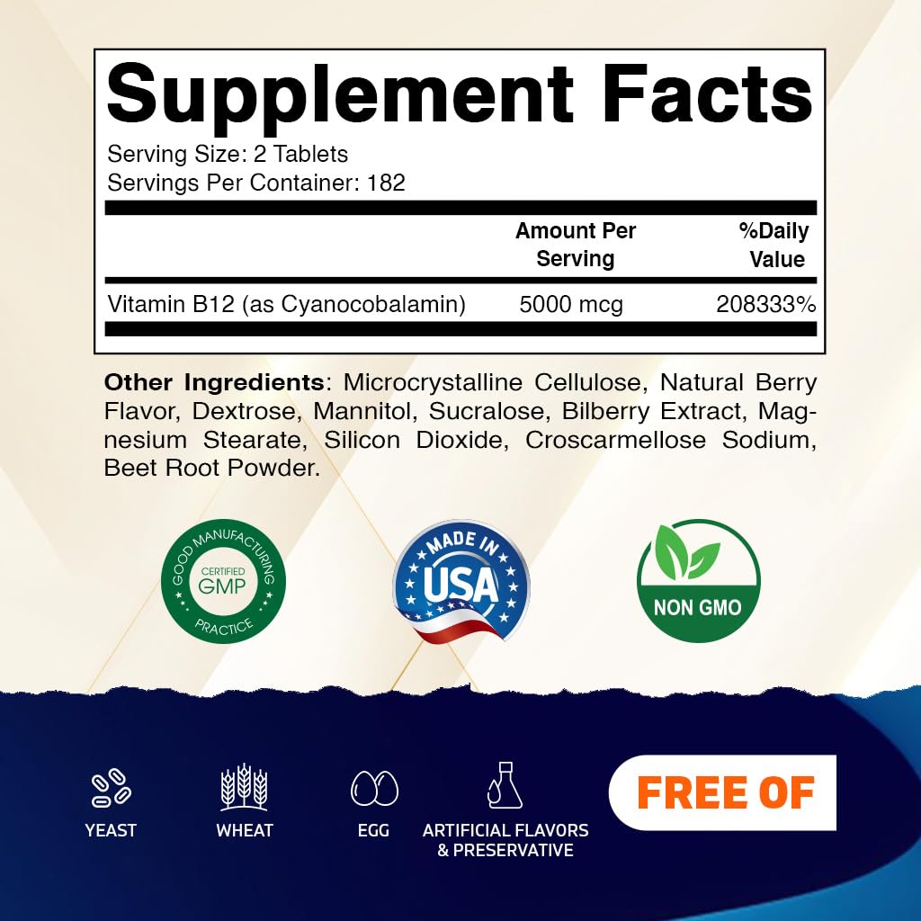 Vitamatic B12 supplement bottle berry flavor 365 count