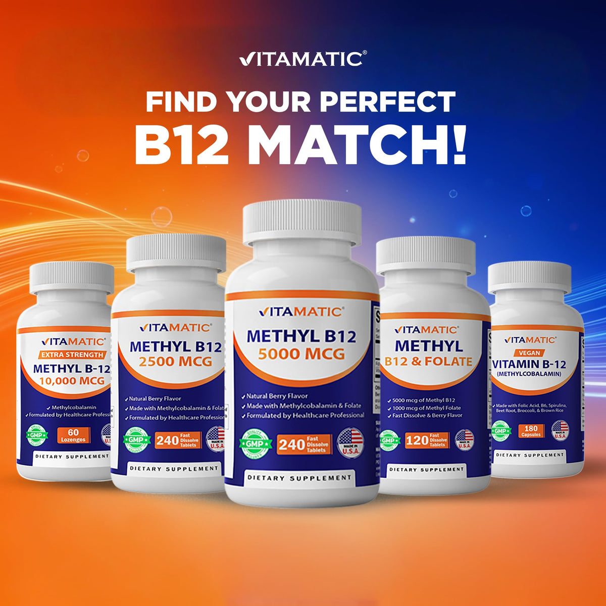 Natural berry flavor Vitamatic B12 365 tablets