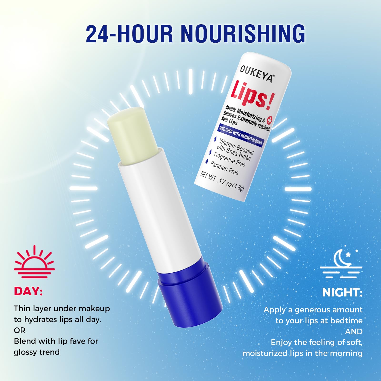 Oukeya nourishing lip balm stick texture