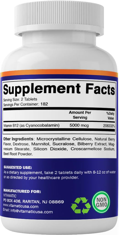Vitamatic B12 supplement for energy and nervous system