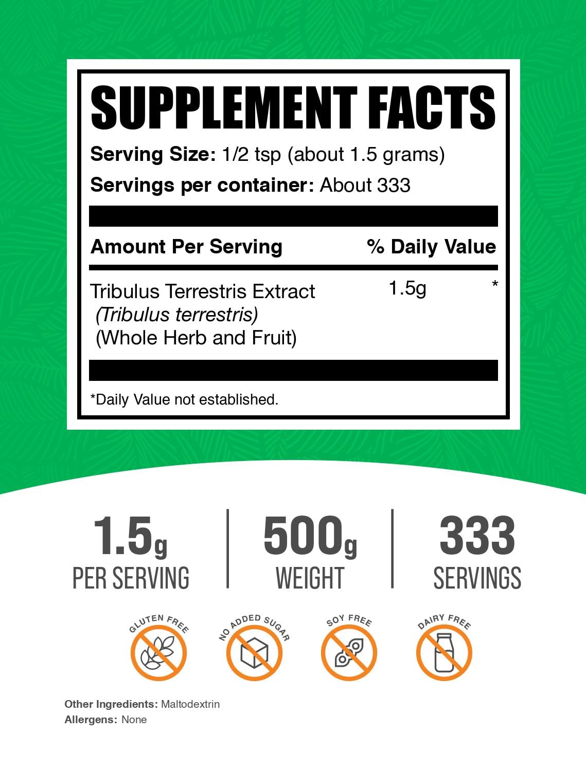 BulkSupplements Tribulus Terrestris herbal supplement powder packaging