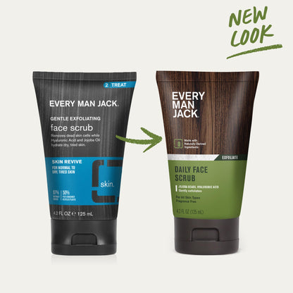 Every Man Jack naturally derived face wash packaging back ingredients