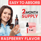 Side angle shot of VITBOOST raspberry flavored energy support drops bottle